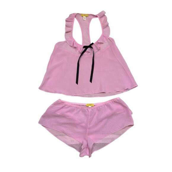 Other - Ladies fluer’t with me Brand Pink and Black Tank and Panties Set‎ Size Medium